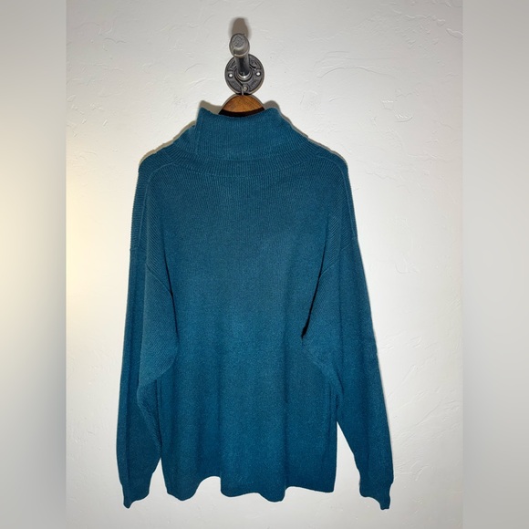 Free People Heavy Teal Women’s Cowl Neck Sweater Size Large - Picture 3 of 9